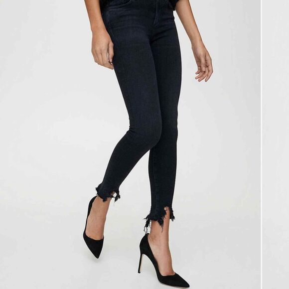 AGOLDE Sophie High Rise Distressed Skinny Jean Women’s 27 Washed Black Eco Denim - Picture 1 of 10